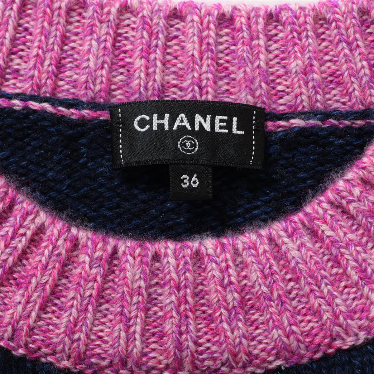 シャネル ココボタン カシミヤ ニット 36 レディース ネイビー