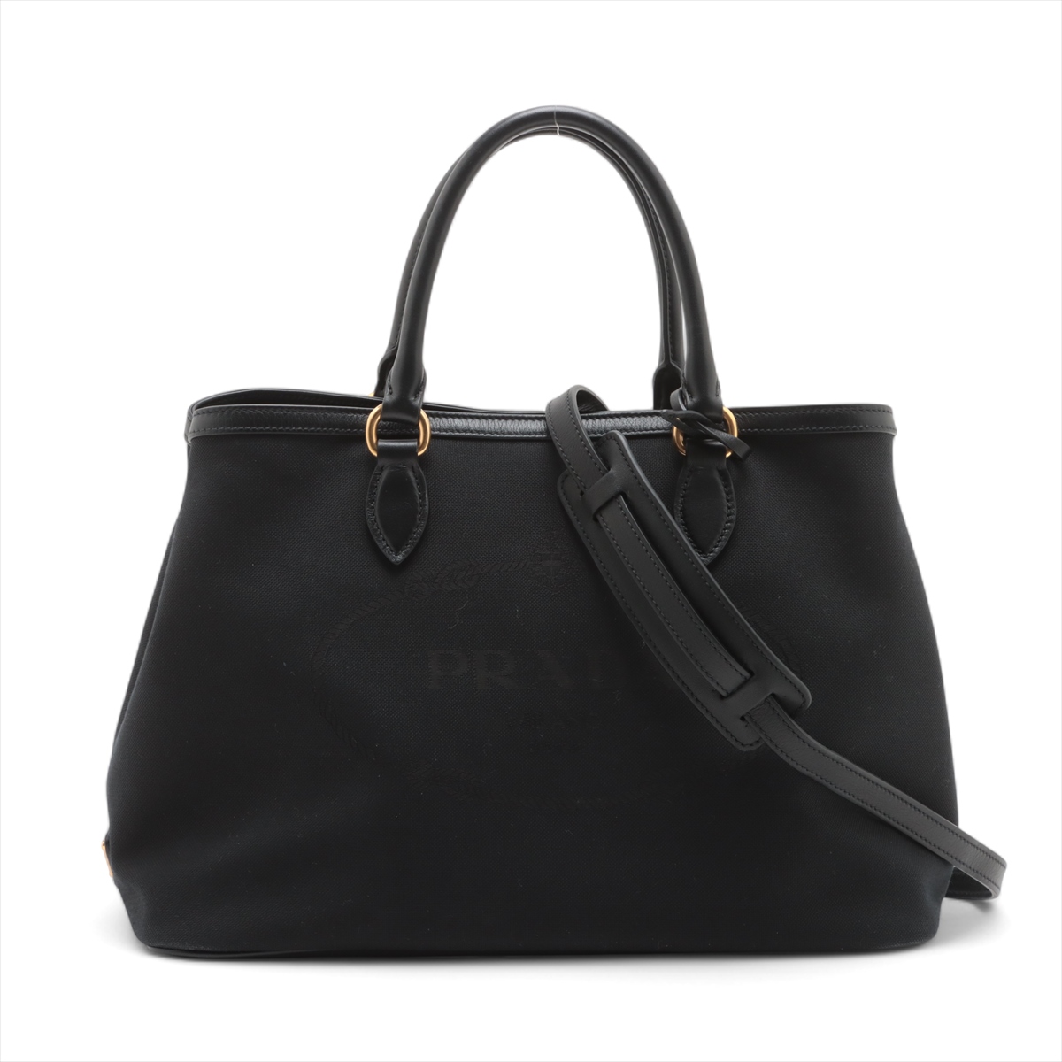 大容量PRADA 2way トートバッグロゴジャガード三角プレート