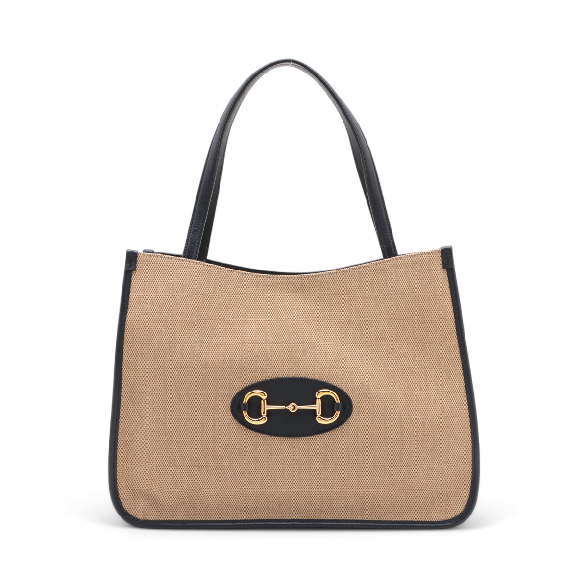 グッチ ホースビット1955 キャンバス×レザー トートバッグ ベージュ  