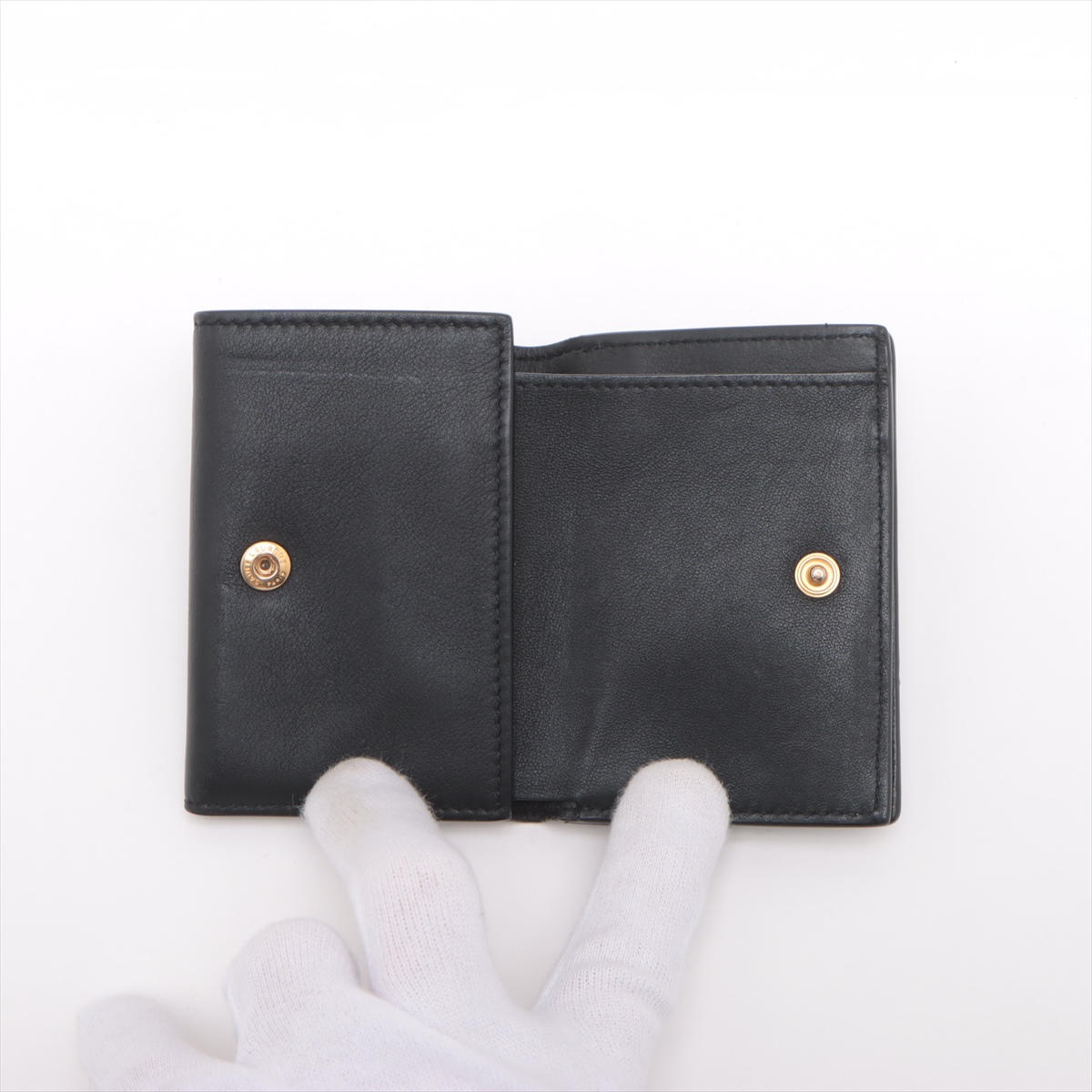極美品◇サンローラン コンパクトウォレット 財布 ネイビー 三
