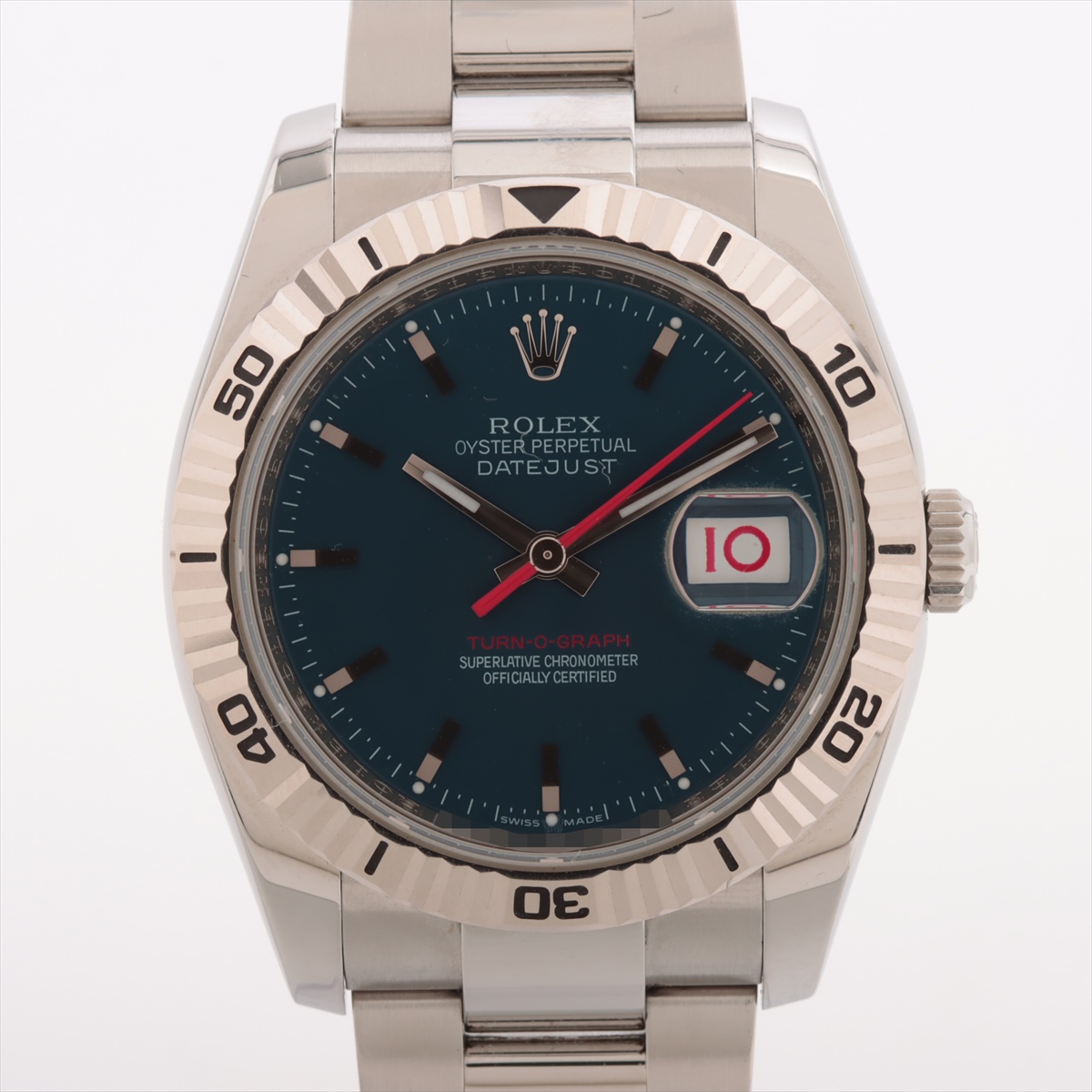 ロレックス デイトジャスト ターノグラフ 116264 SS×WG AT 青文字盤  