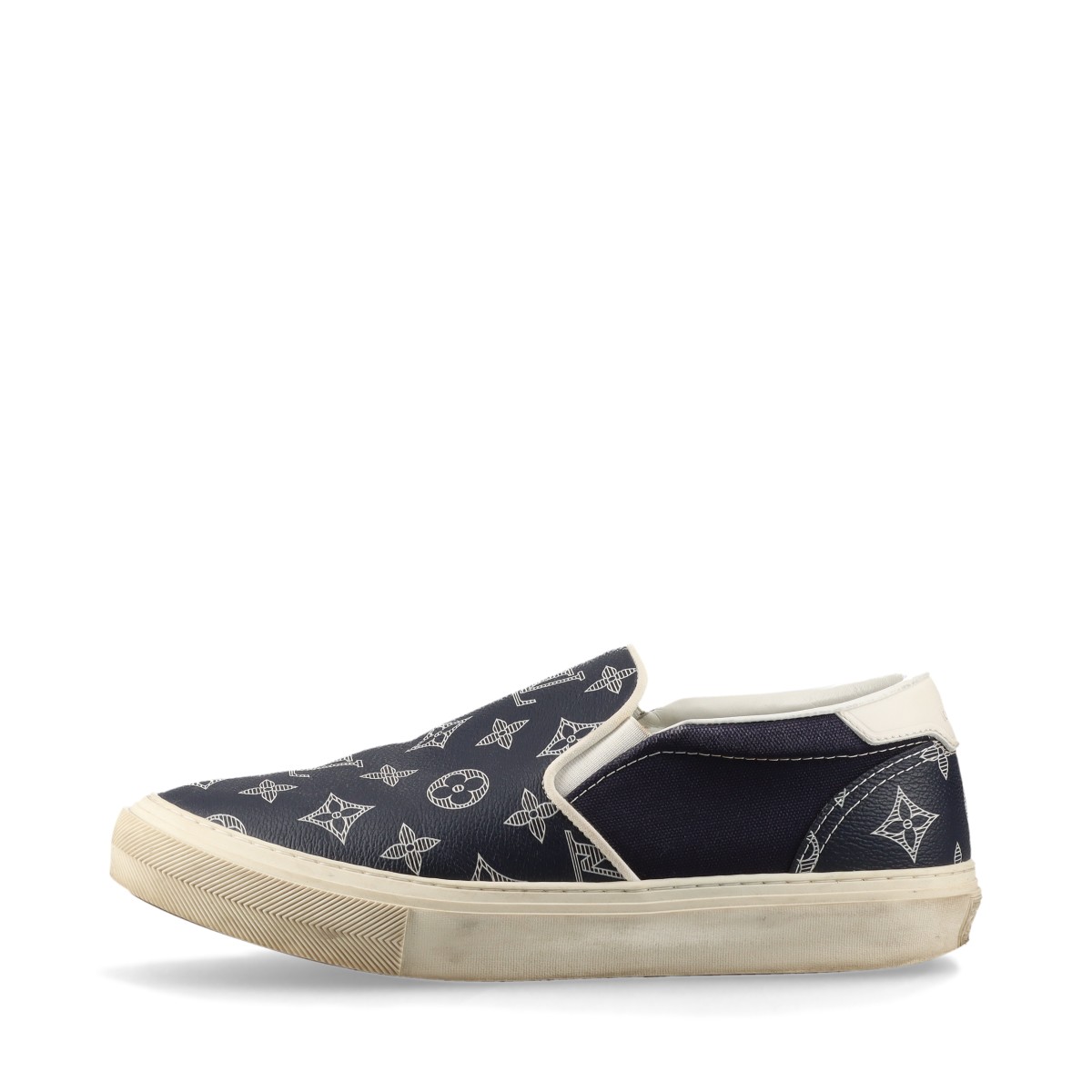 ヴィトン LVオリライン 18年 レザー スリッポン 6 1/2 メンズ ネイビー  