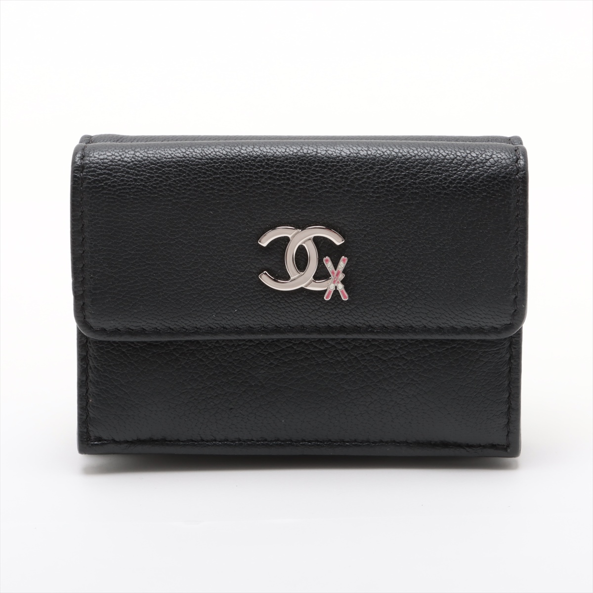 箱付き CHANEL シャネル ココマーク レザーコンパクトウォレット 28番台