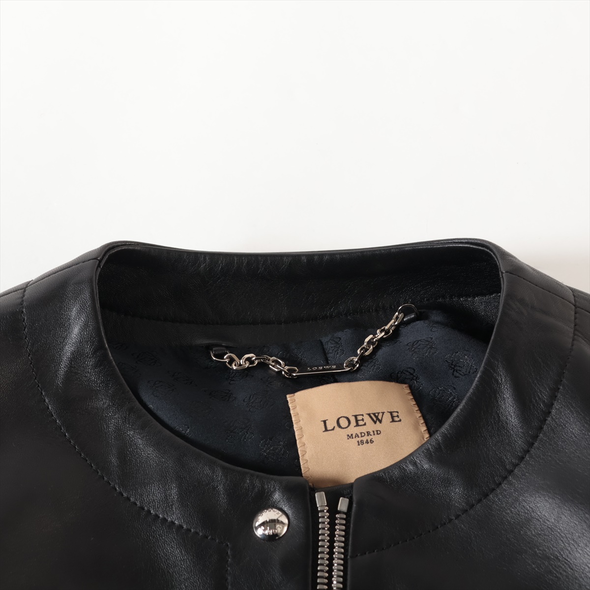 ロエベ ラム レザージャケット 38 レディース ブラック 17113080000  