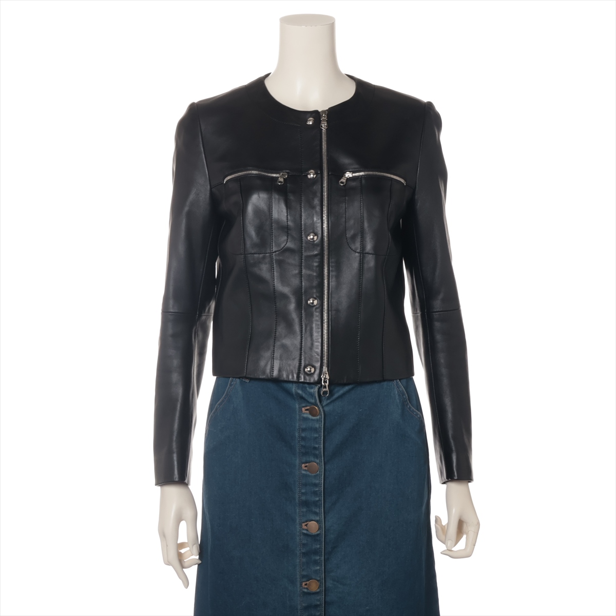 ロエベ ラム レザージャケット 38 レディース ブラック 17113080000  