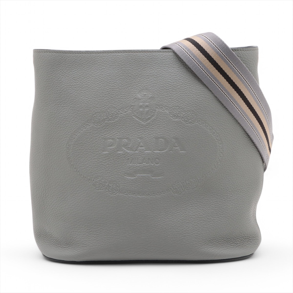 プラダ ヴィッテロフェニックス レザー ショルダーバッグ グレー  