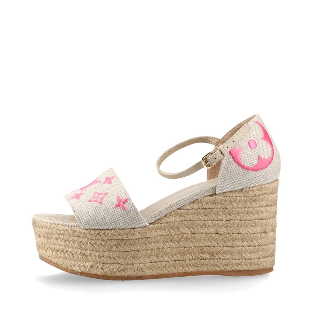 値下げ！Louis Vuitton ウェッジサンダル ホワイト/ピンク 7/10迄値下げ！Louis Vuitton ウェッジサンダル ホワイト/ピンク