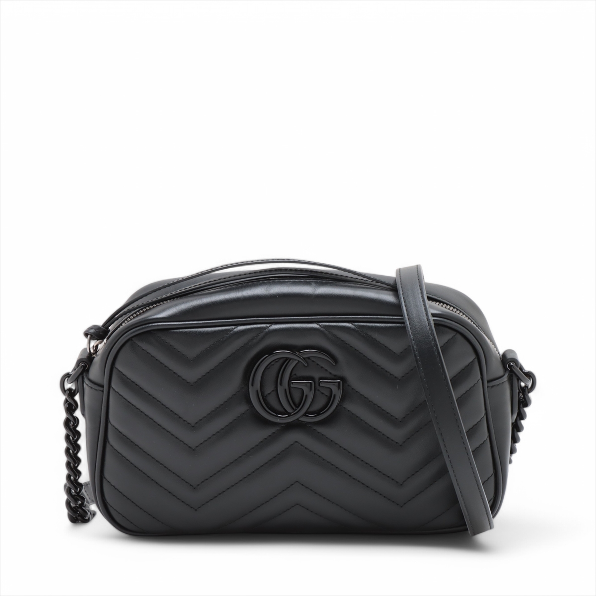 グッチ GGマーモント レザー チェーンショルダーバッグ ブラック  