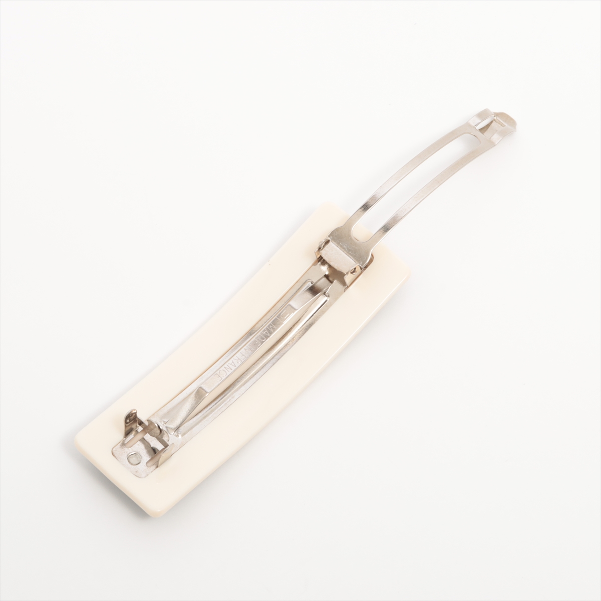 シャネル ロゴ 99P バレッタ プラスチック ブラック×アイボリー  