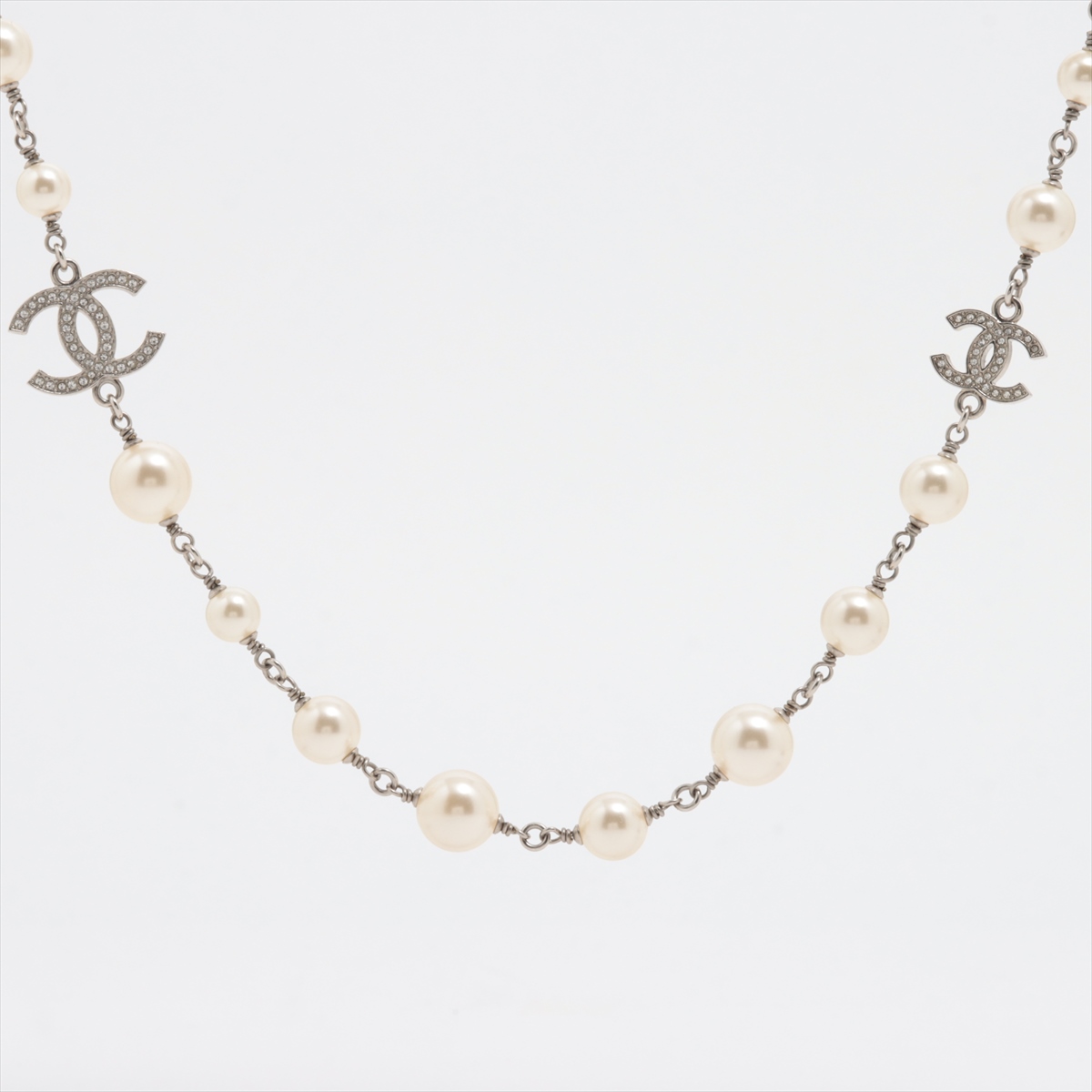 シャネル ココマーク A24V ネックレス GP×ラインストーン×フェイク  
