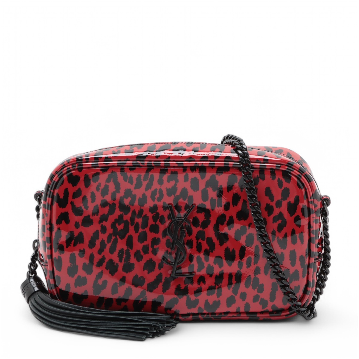 サンローランパリ ルー パテントレザー チェーンショルダーバッグ  