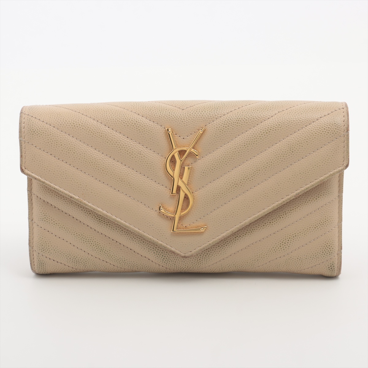 YSL 長財布ベージュ レザー SAINT LAURENT イヴ・サンローラン長財布 ベージュ レザー