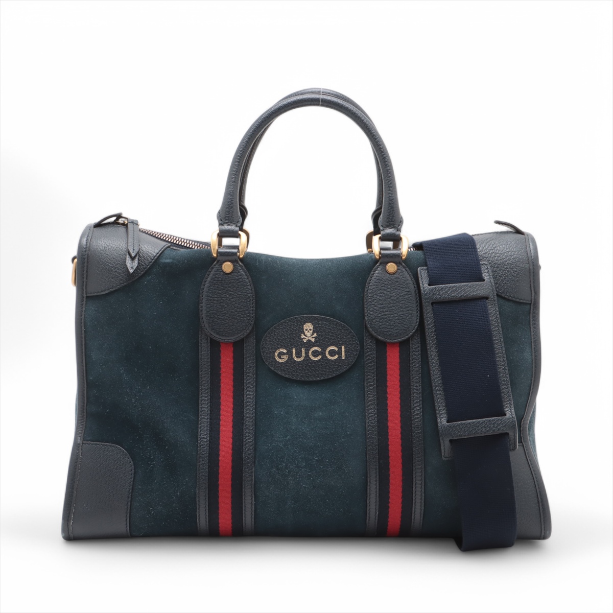 ロエベ スエード レザー アナグラム ゴールド金具 ハンドバッグ