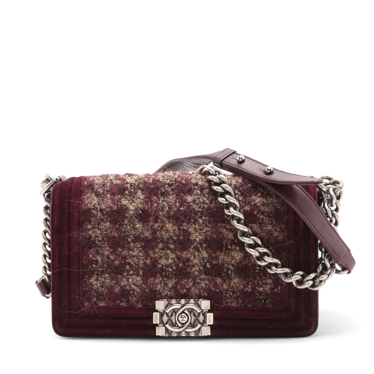 シャネル ボーイシャネル25 ツイード×ベルベット チェーンショルダー  