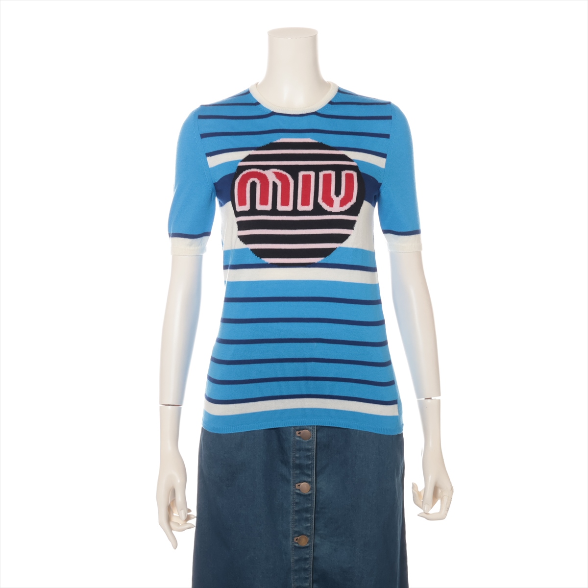 MIU MIU 水色 ショートスリーブニット MIU MIU 水色 ショートスリーブニット