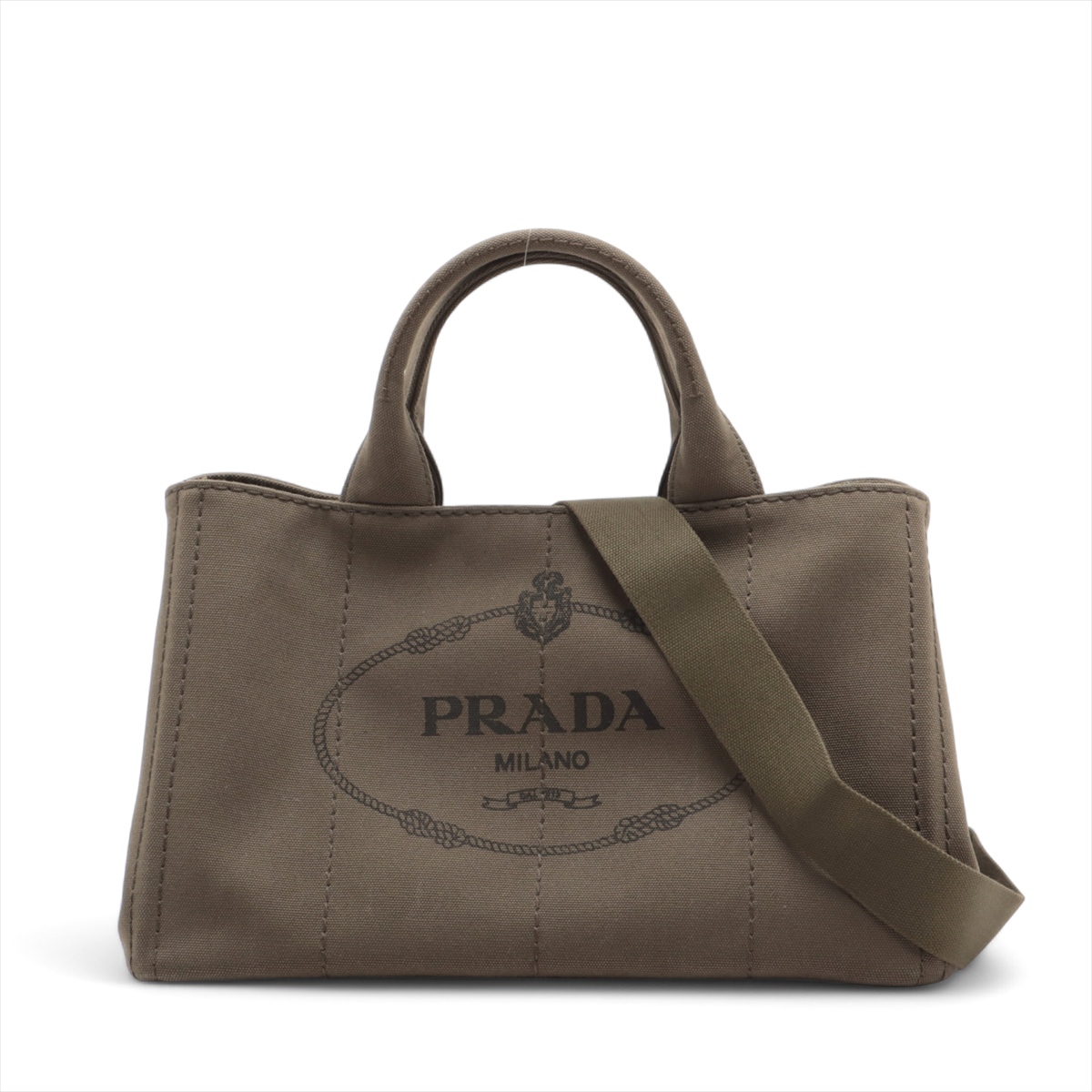 プラダ カナパ キャンバス 2WAYハンドバッグ カーキ 1BG642 無記名  