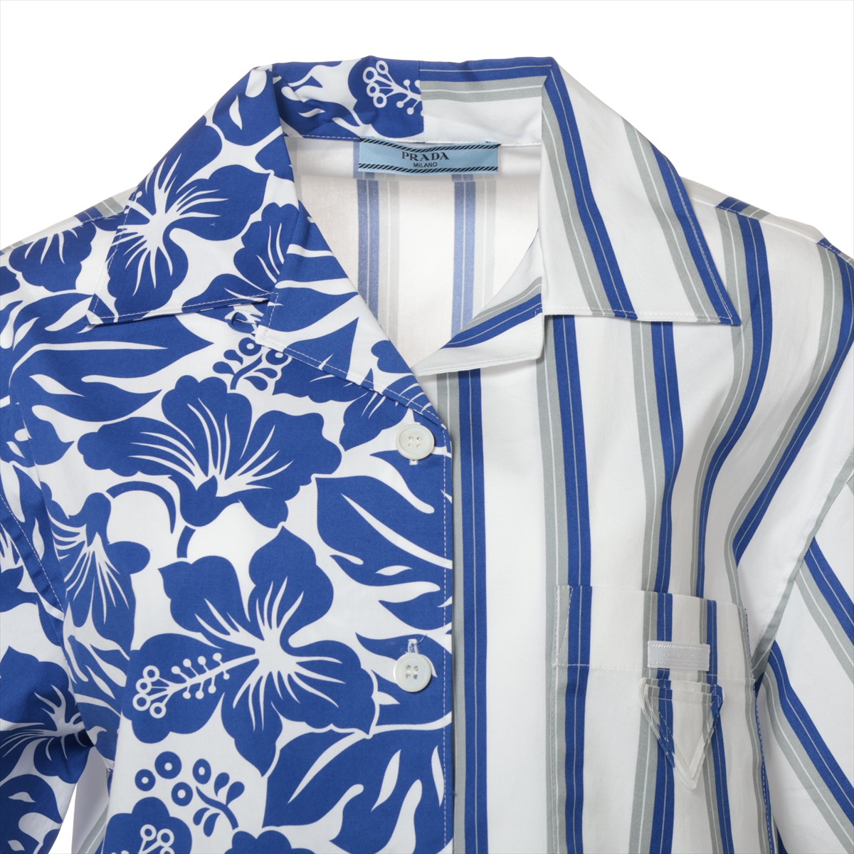Prada 21 years Cotton Shirt 36 Ladies' Blue x white P433B0
