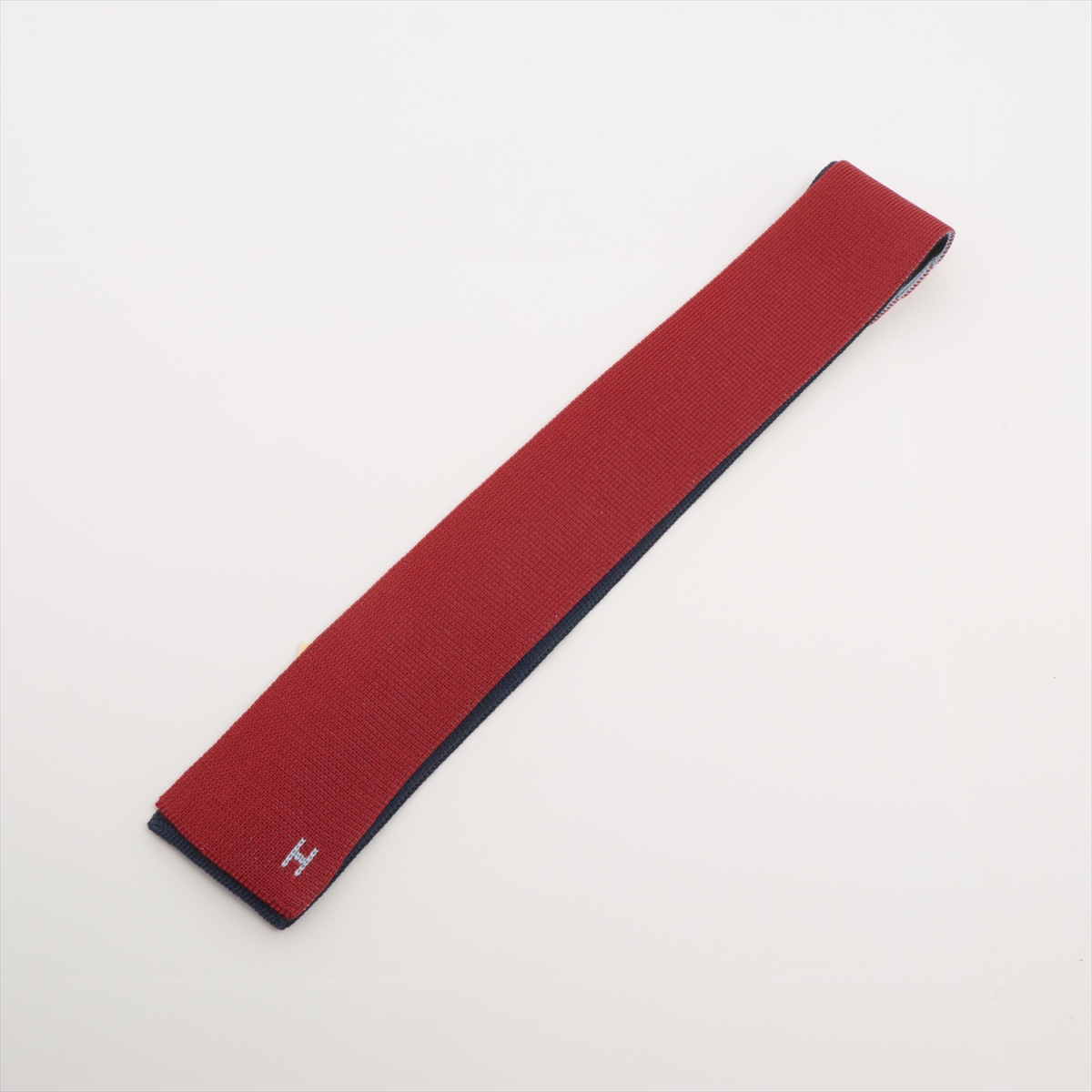 エルメス Hロゴ ネクタイ シルク ネイビー×レッド A3566589｜中古 