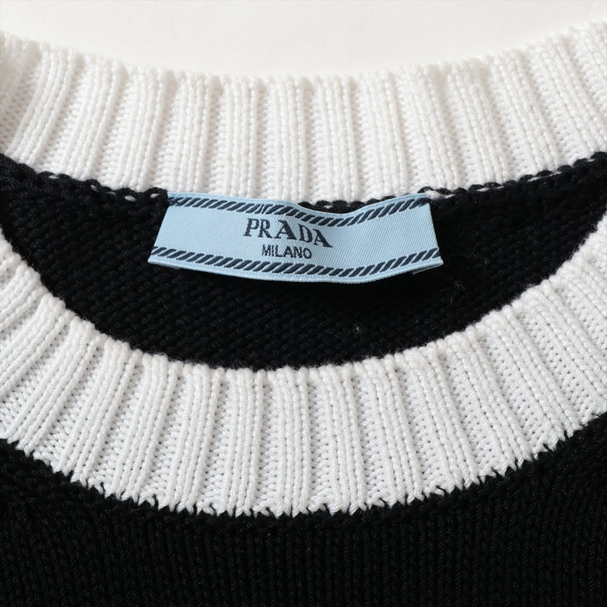 PRADA リブ編みニット 半袖 黒・白箱有り