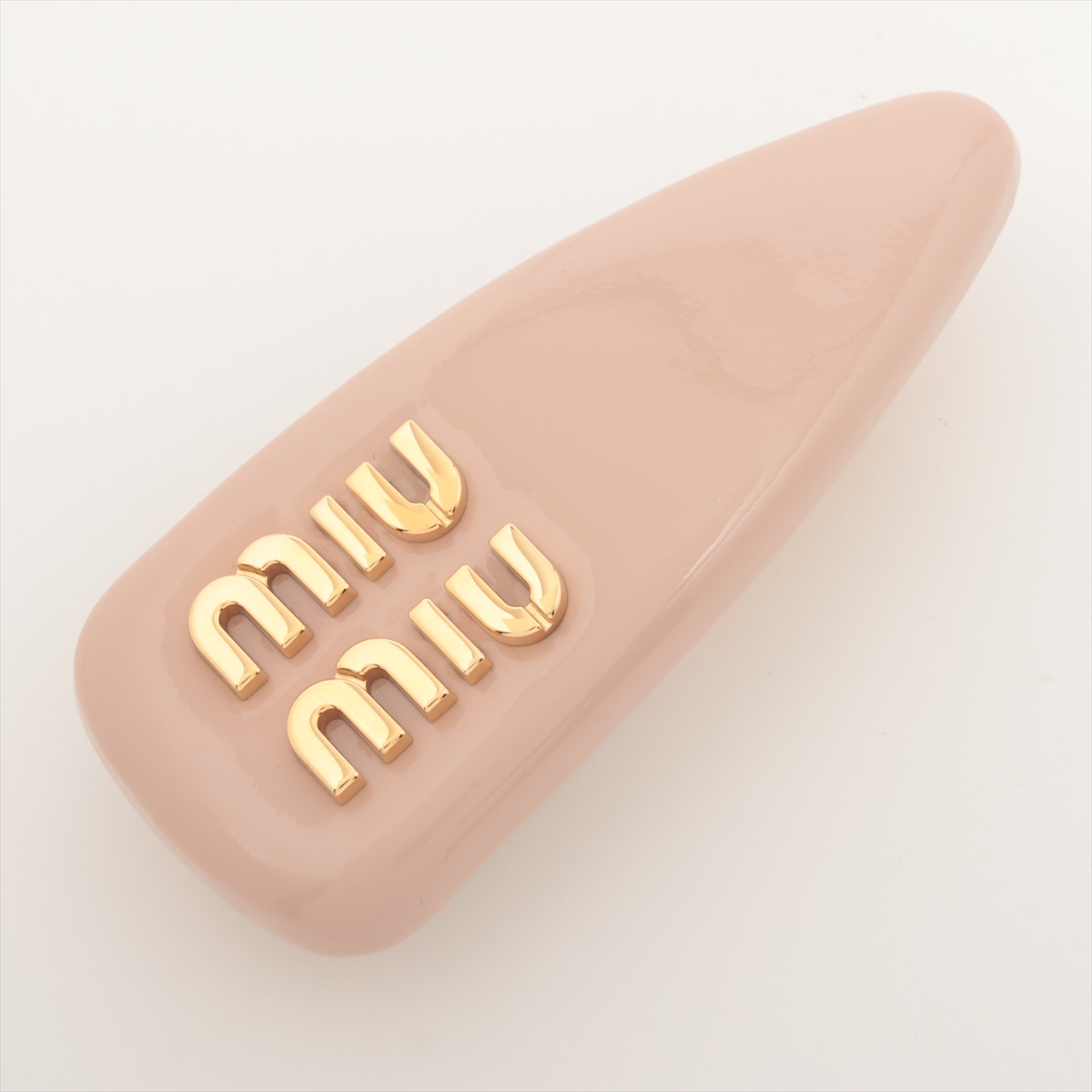 ミュウミュウ 5IF092 ロゴ バレッタ GP×パテント ピンク A3567576  