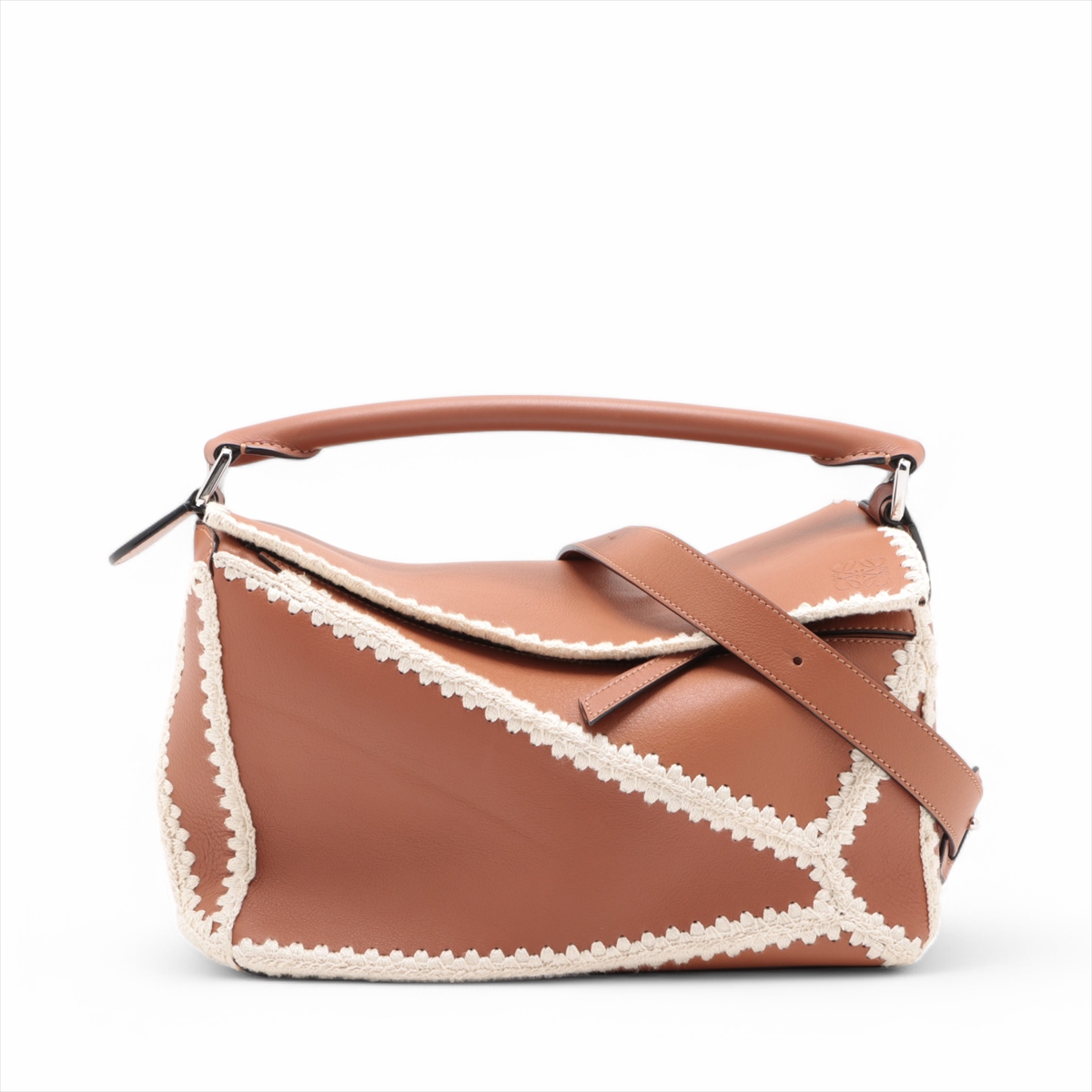 ロエベ パズル ミディアム レザー 2WAYハンドバッグ ブラウン A3570275  