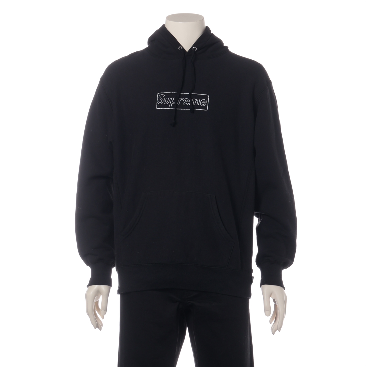 シュプリーム 21SS コットン パーカー S メンズ ブラック KAWS Chalk 