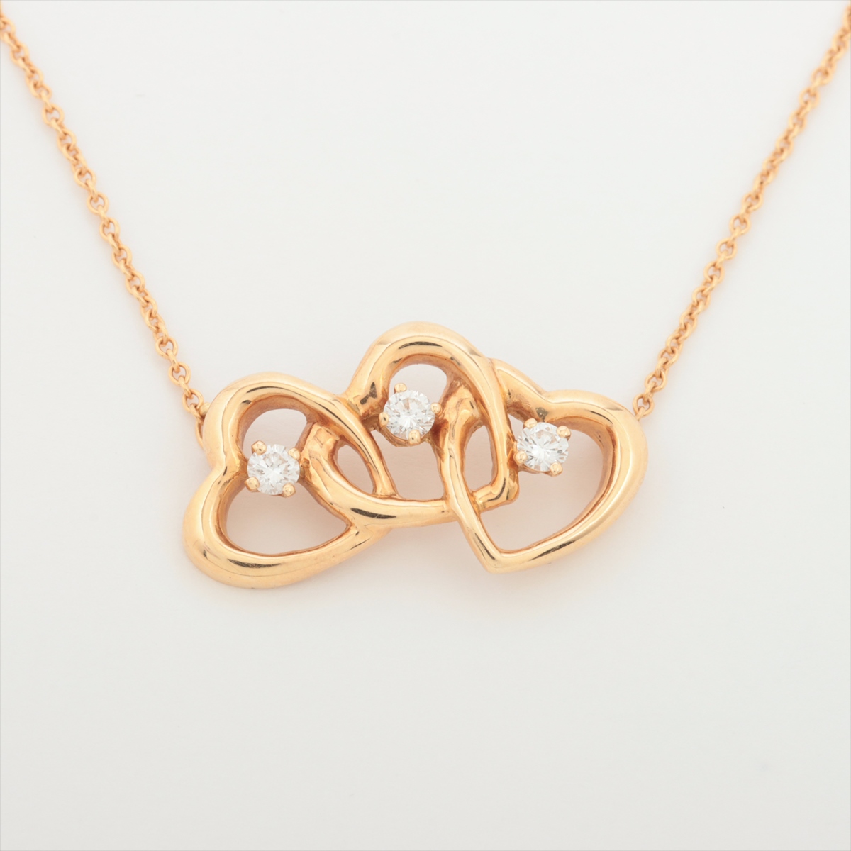 ティファニー トリプルハート ダイヤ ネックレス 750(YG) 4.7g  