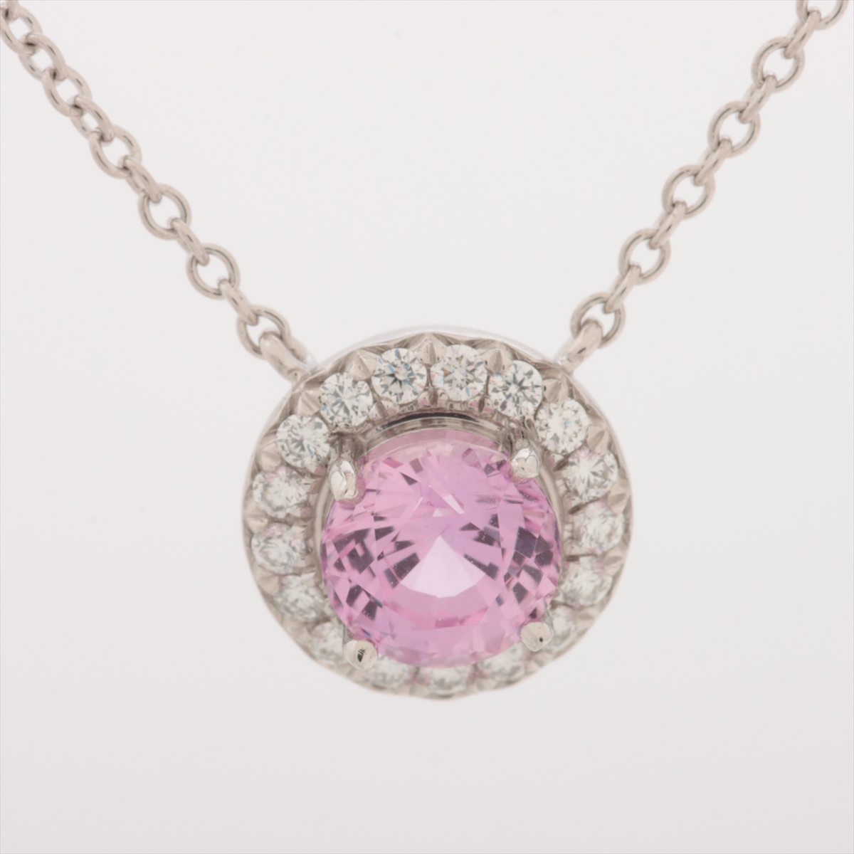 ティファニー ソレスト ピンクサファイア ダイヤ ネックレス Pt950 3.9  