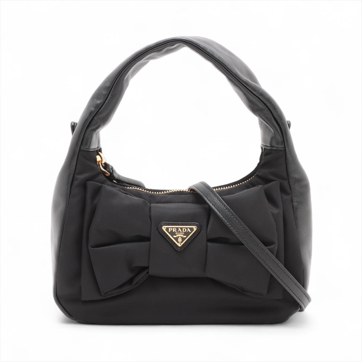 プラダ テスート ナイロン×レザー 2WAYハンドバッグ ブラック A3574471  
