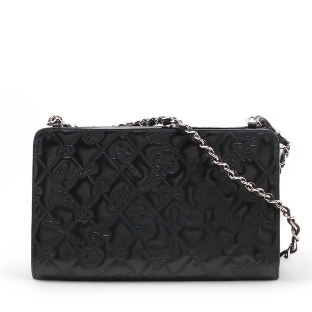 シャネル アイコンライン レザー チェーンショルダーバッグ ブラック  