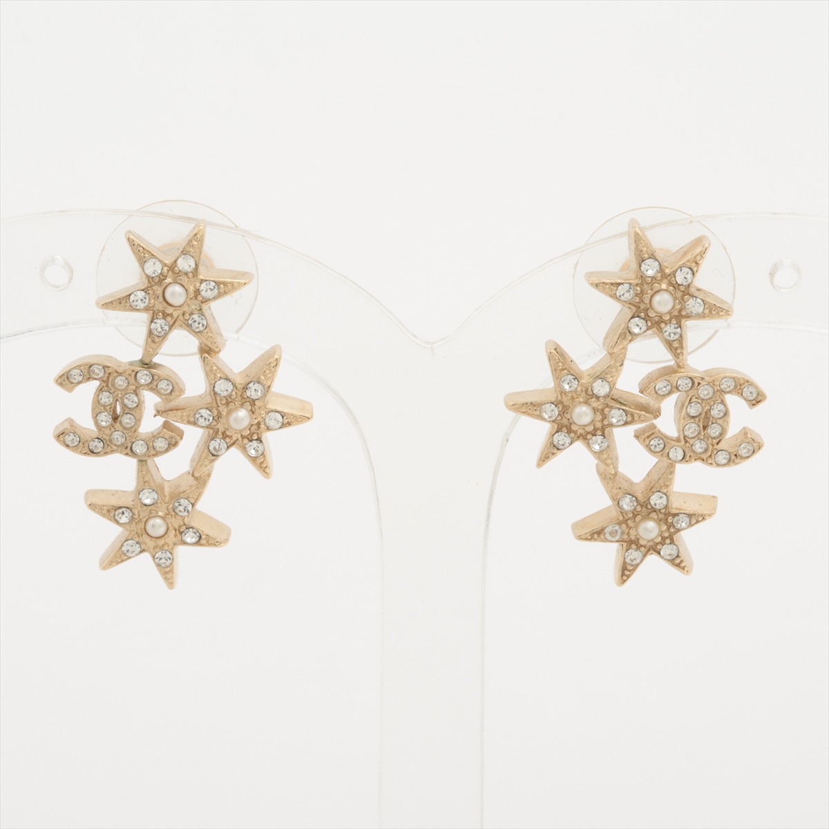 シャネル ココマーク スター F16V ピアス(両耳用) GP×ラインストーン  
