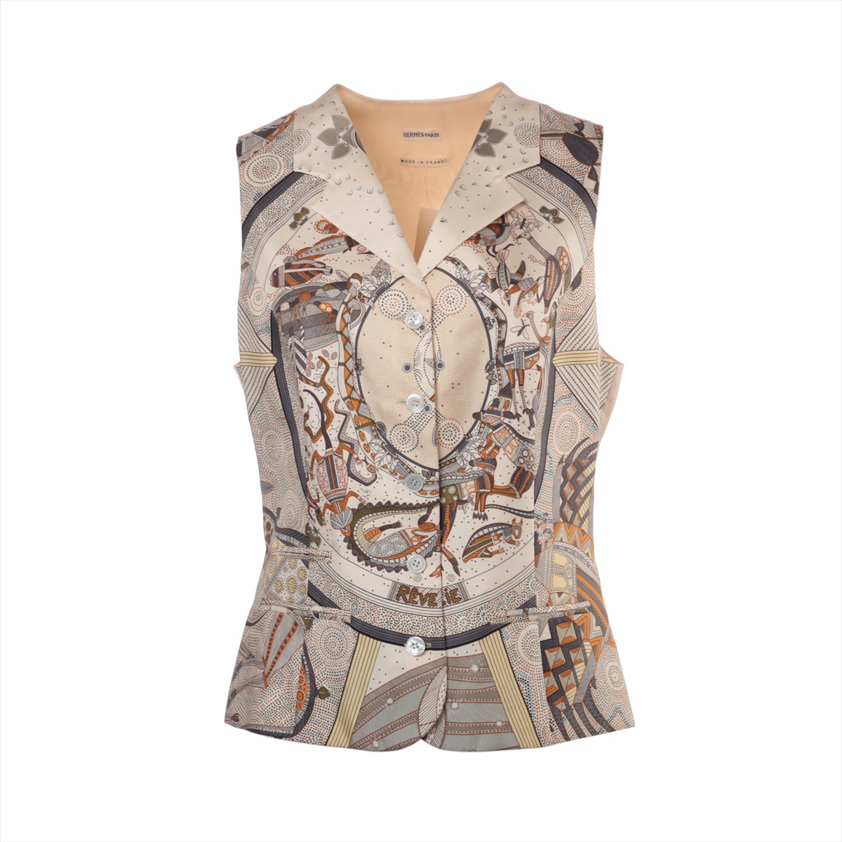 HERMÈS シルクベスト 52 緑 多国旗柄 フランス製 エルメス 【公式通販】