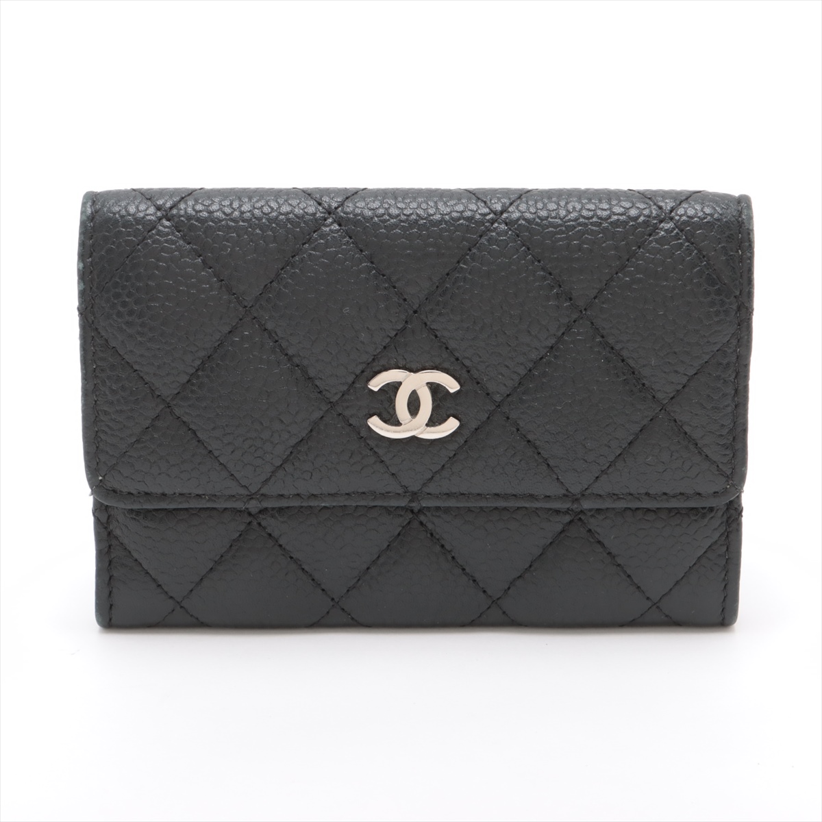 シャネル マトラッセ ラムスキン カードケース ブラック 16番台
