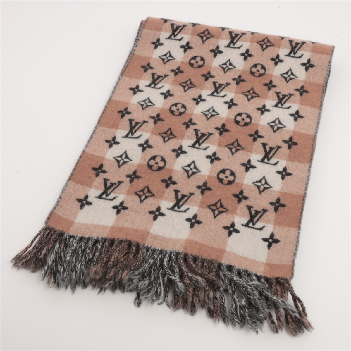 ヴィトン M76589 エシャルプモノグラムチェックブロック AO1220  