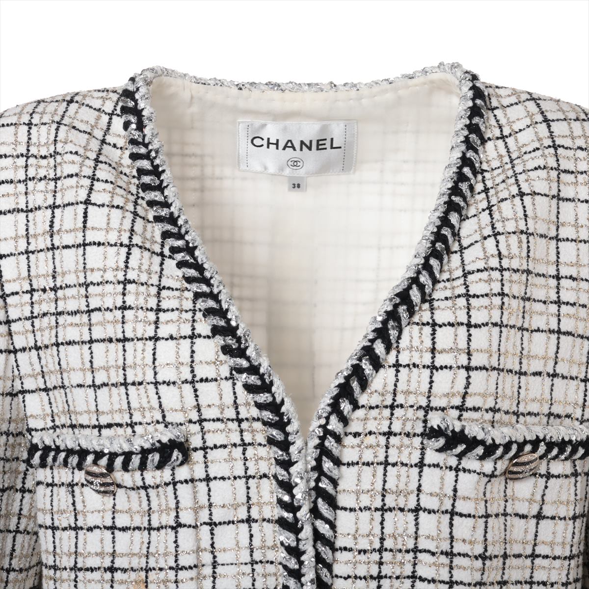 CHANEL ココ・シャネル ジャケット 38 シャネル ココボタン 24C ポリエステル×コットン×ナイロン