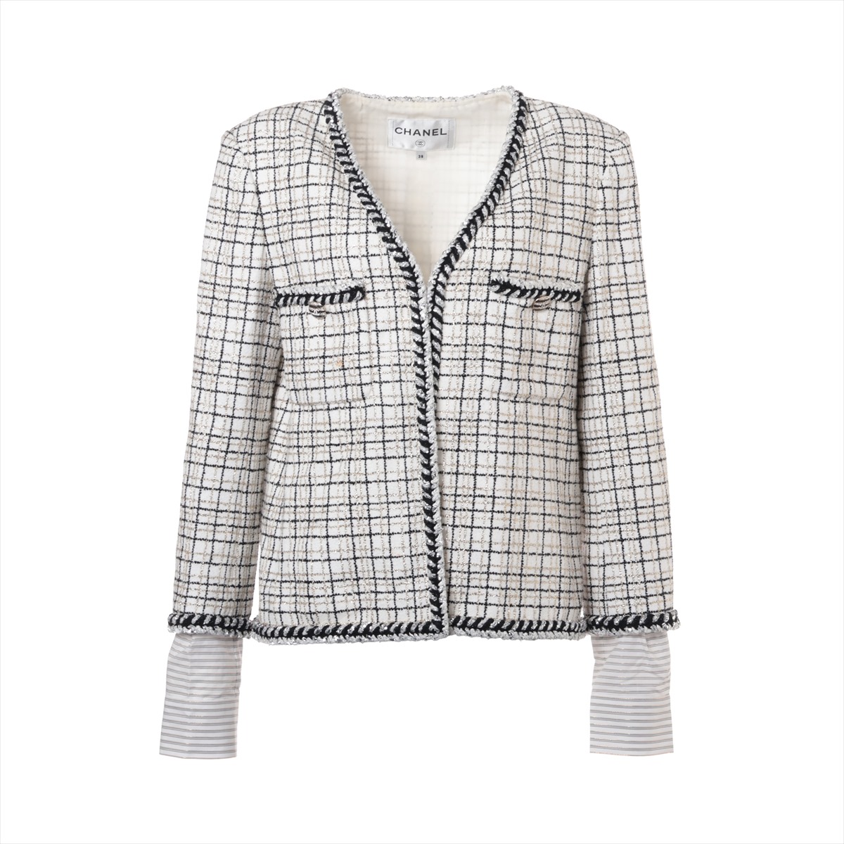 CHANEL ココ・シャネル ジャケット 38 シャネル ココボタン 24C ポリエステル×コットン×ナイロン