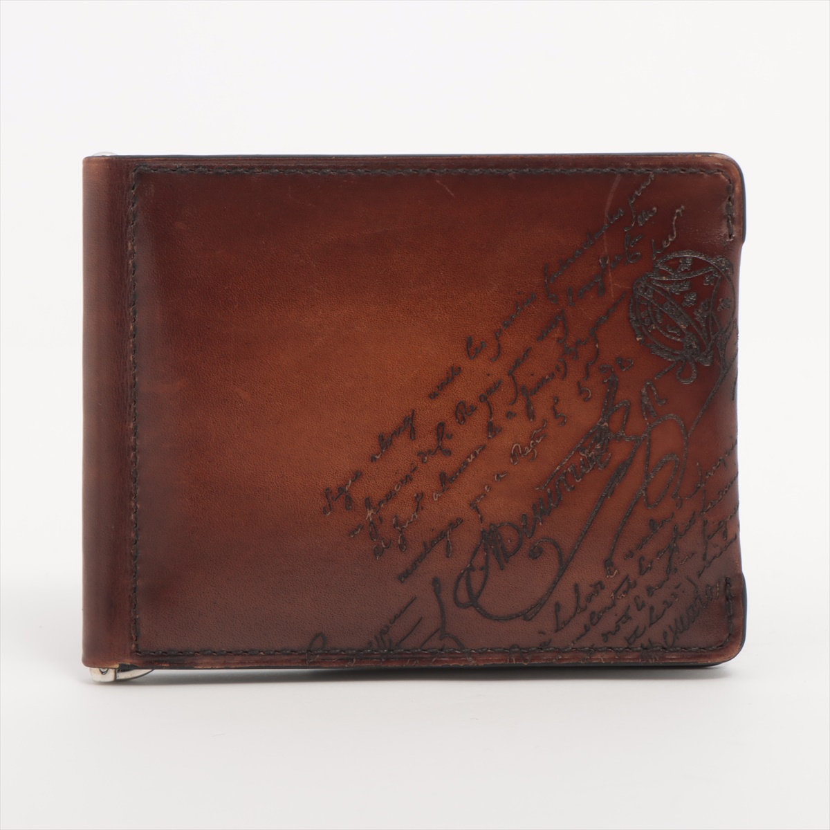 ベルルッティ カリグラフィ レザー マネークリップ ブラウン A3583423  