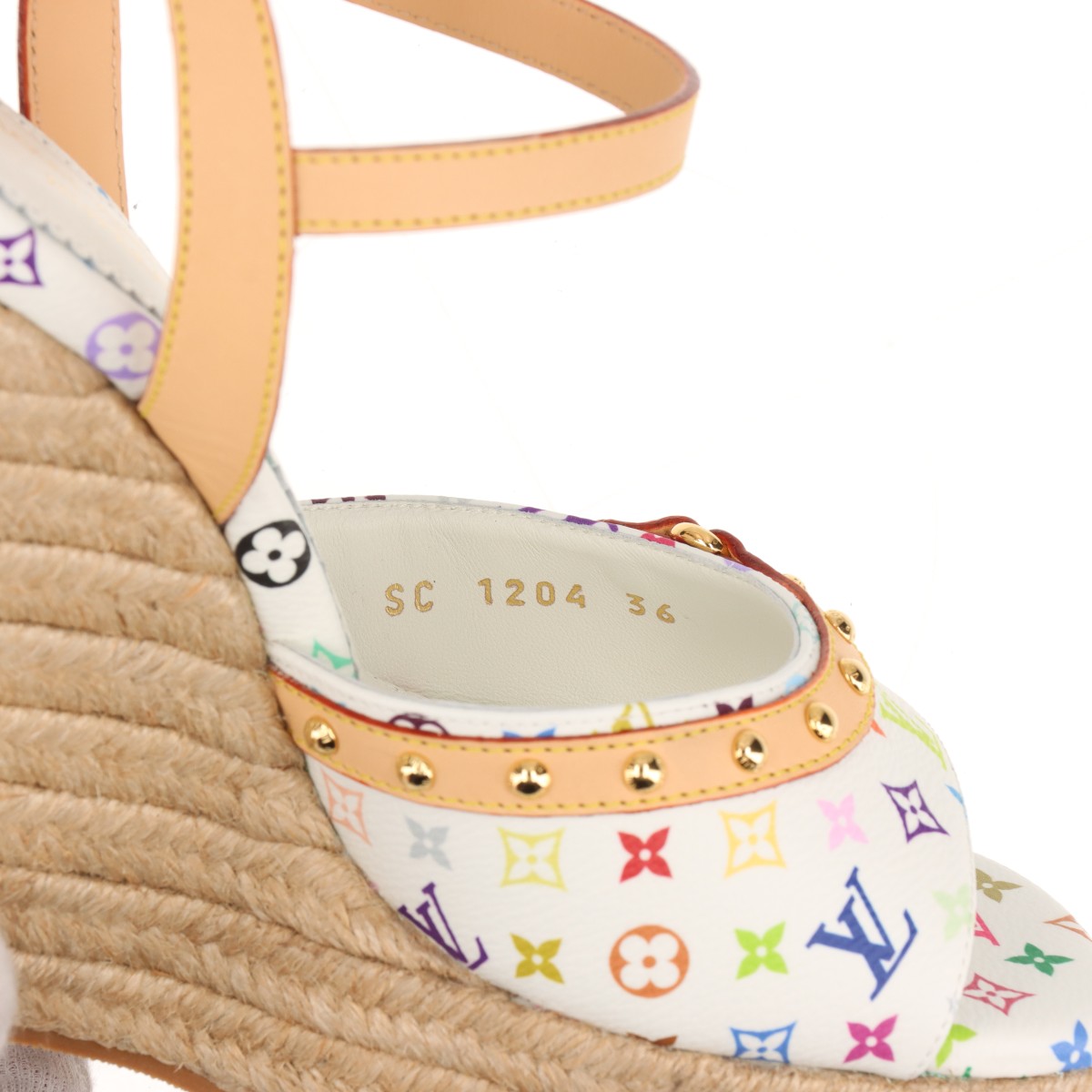 コラボ品【LOUIS VUITTON × 村上隆】ヘリオス ウェッジサンダル ヴィトン×村上隆 ヘリオスライン 24年 PVC×レザー ウェッジ