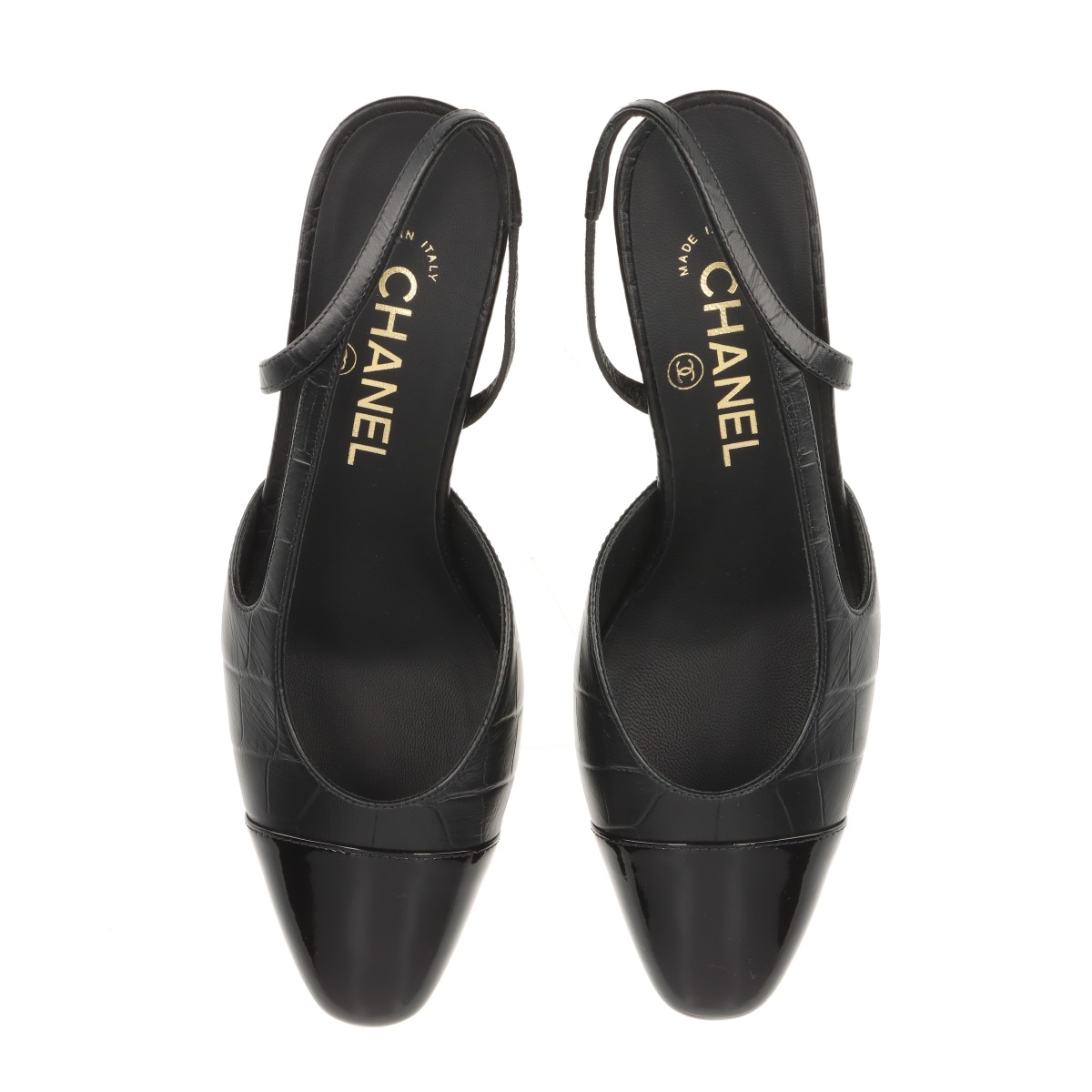 シャネル レザー パテント ココマーク スリングバック パンプス ブラック シャネル レザー パテント ココマーク スリングバック パンプス ブラック
