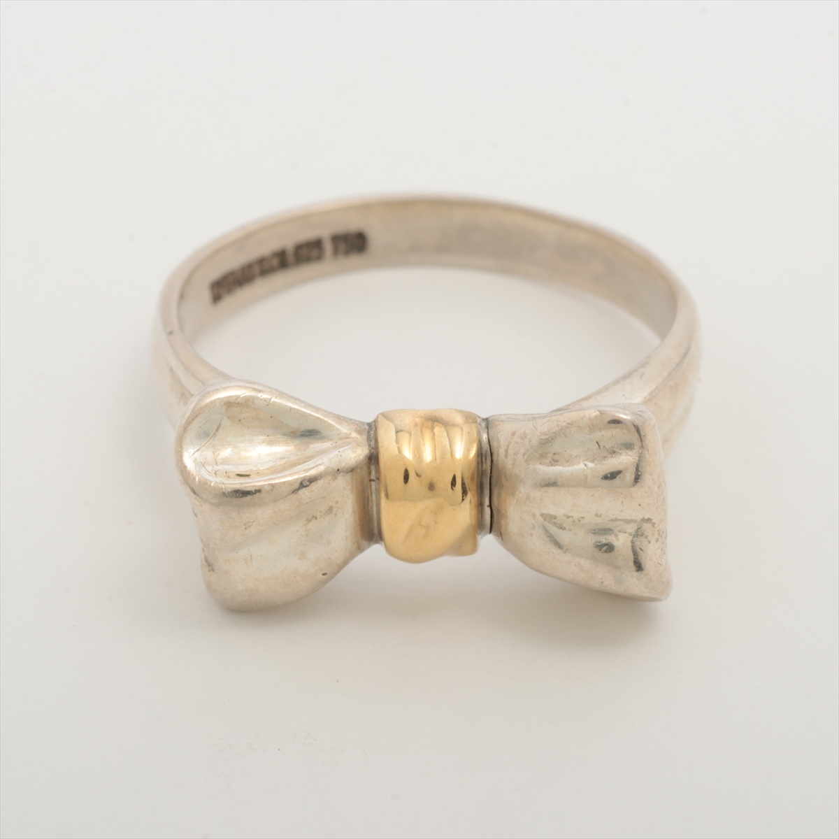 ティファニー リボン リング 925×750 3.4g シルバー×ゴールド A3587188  