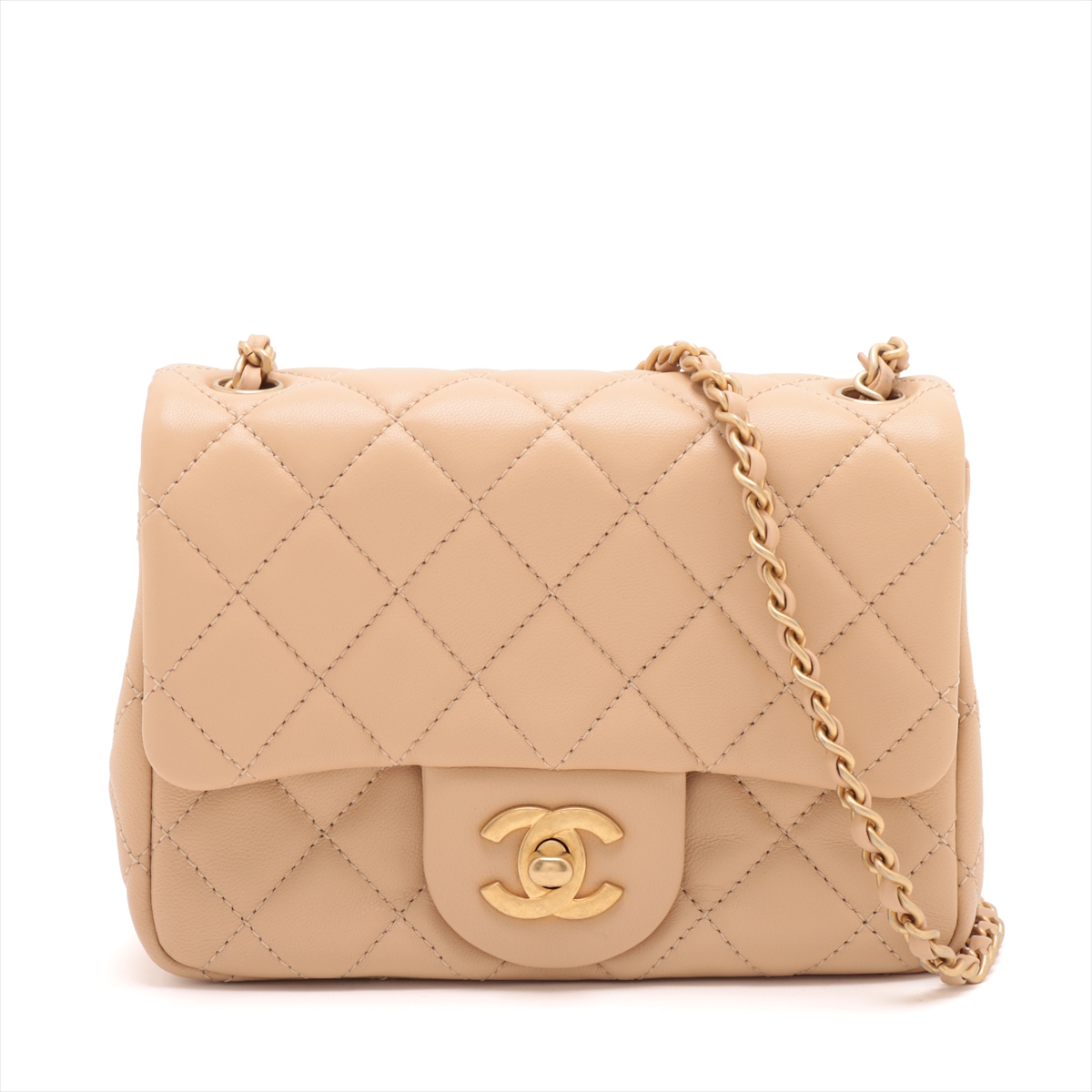 【CHANEL】Chanel mini 17 cm★シャネル【ランク:A】 シャネル CHANEL ミニマトラッセ17 Vステッチ ブルー ゴールド