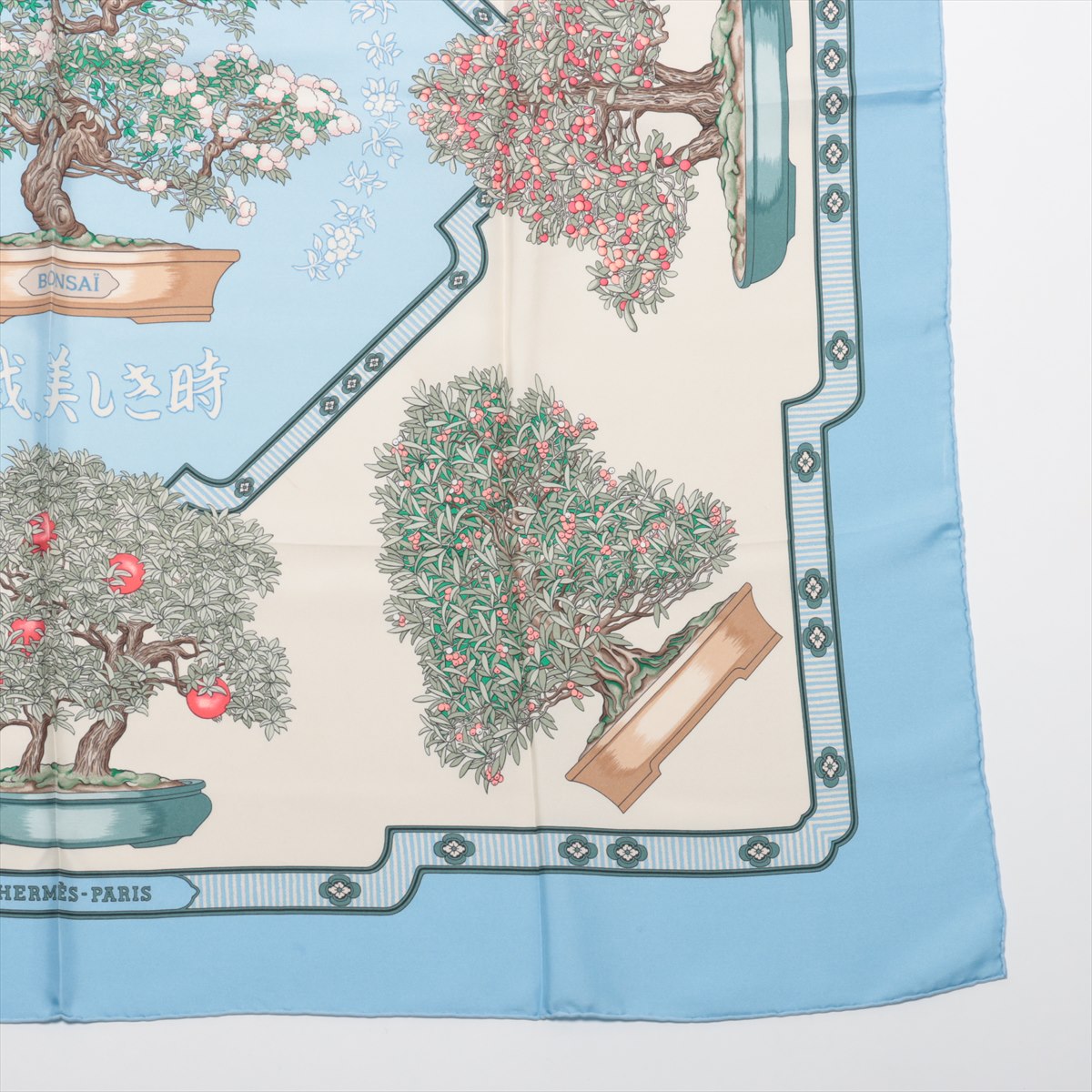 エルメス カレ90 BONSAI 盆栽美しき時 スカーフ シルク ライト