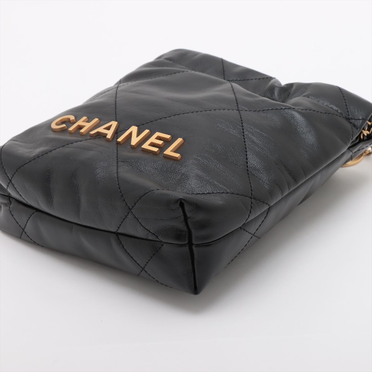 Chanel Chanel 22 Mini Leather Chain Shoulder Bag Black Gold
