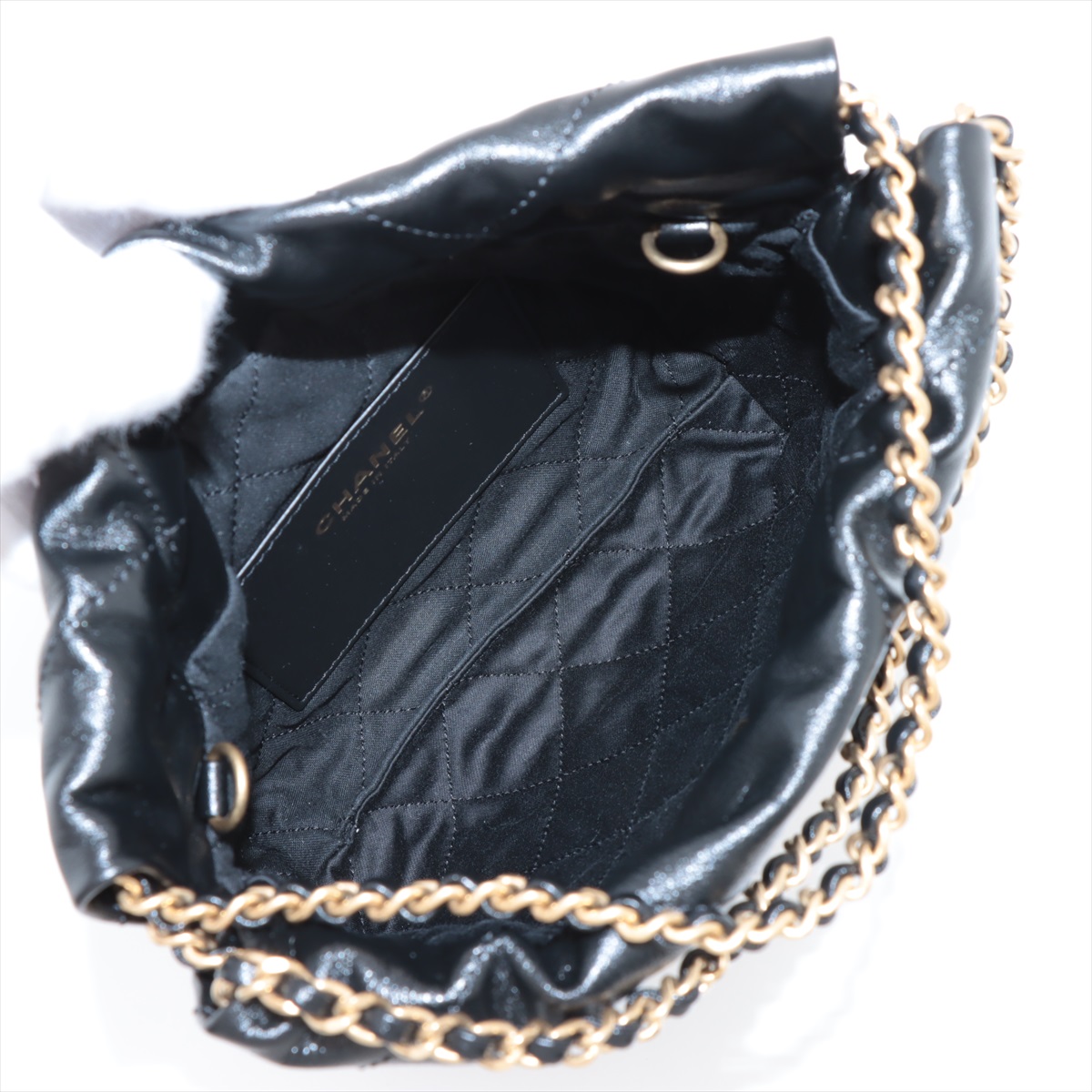 CHANEL サイズ表記「35 C」22.5センチ程度　ブラックエナメル シャネル/サンダル/黒/サイズ：35 C(日本サイズ22.5cmに相当し