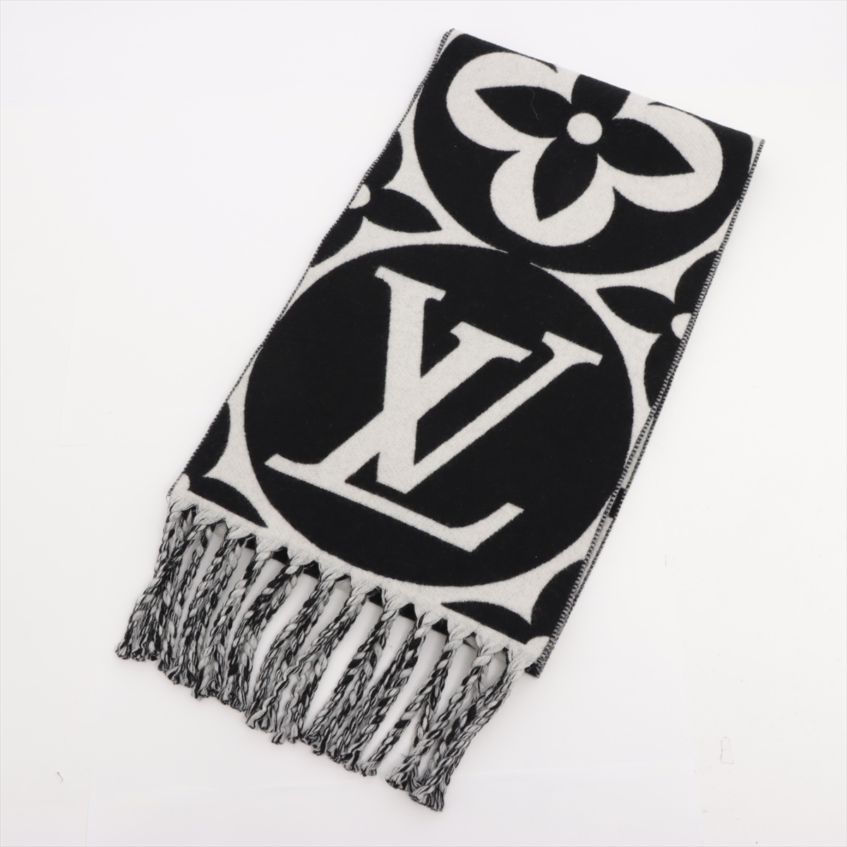 Louis Vuitton マフラー LV メダリオン ブラック・ホワイト Louis Vuitton マフラー LV メダリオン ブラック・ホワイト