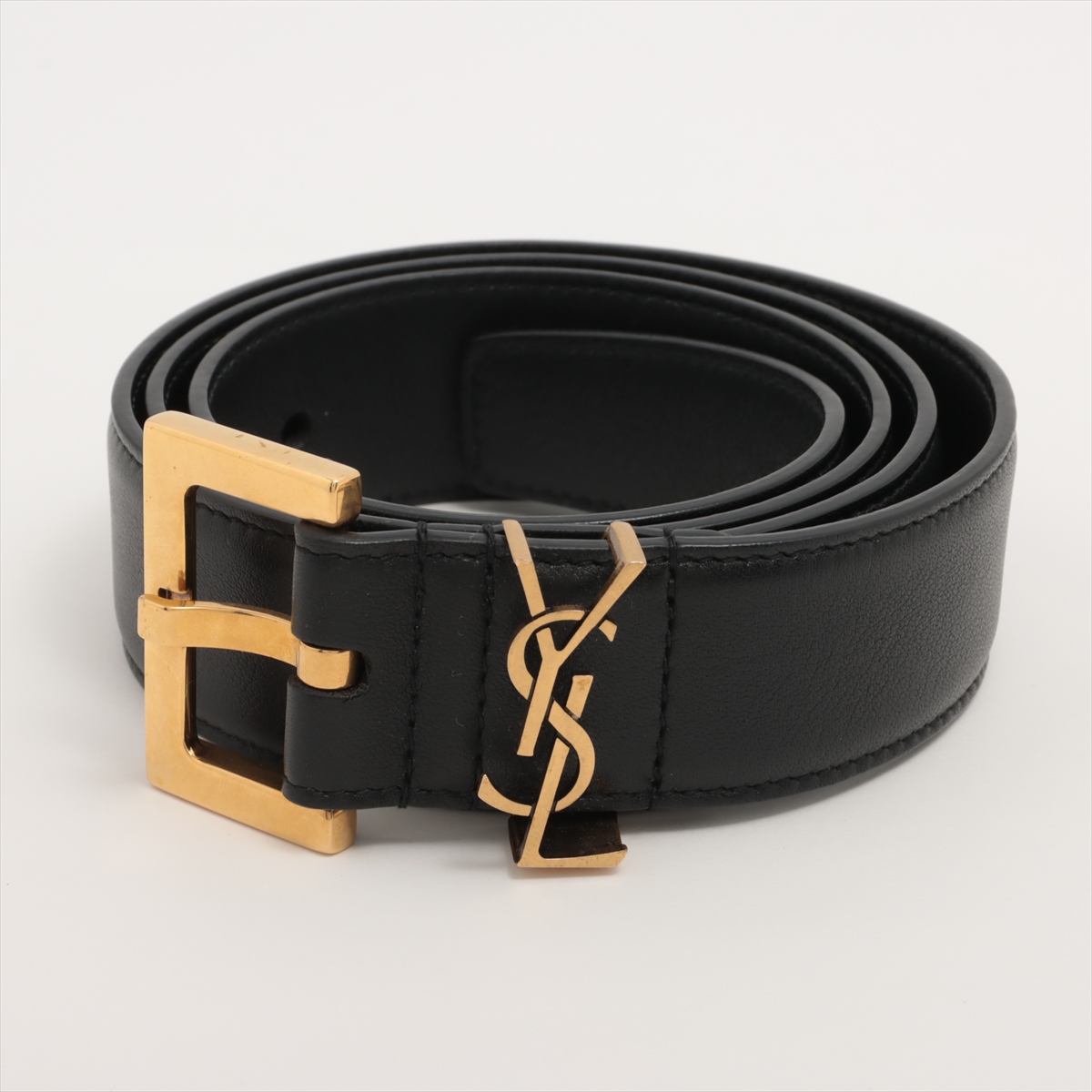 YvesSAINTLAURENT レザー ベルト ブラック×ゴールド レディース YvesSAINTLAURENT レザー ベルト ブラック×ゴールド レディース