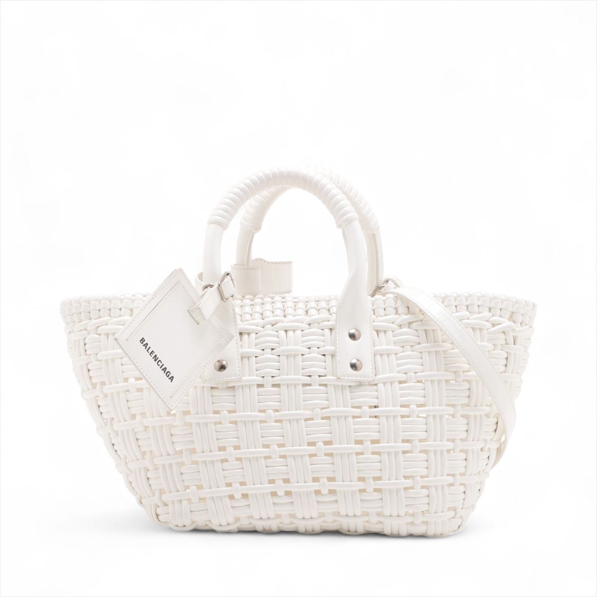 BALENCIAGA バレンシアガ　ビストロXS カゴバッグ　ホワイト XS ホワイト（白）系 BALENCIAGA(バレンシアガ) かごバッグ(レディース