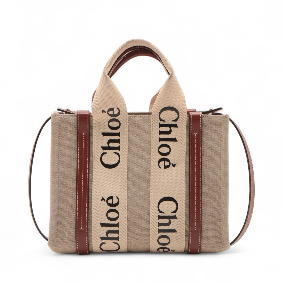 クロエ ウッディ スモール キャンバス×レザー 2WAYハンドバッグ  