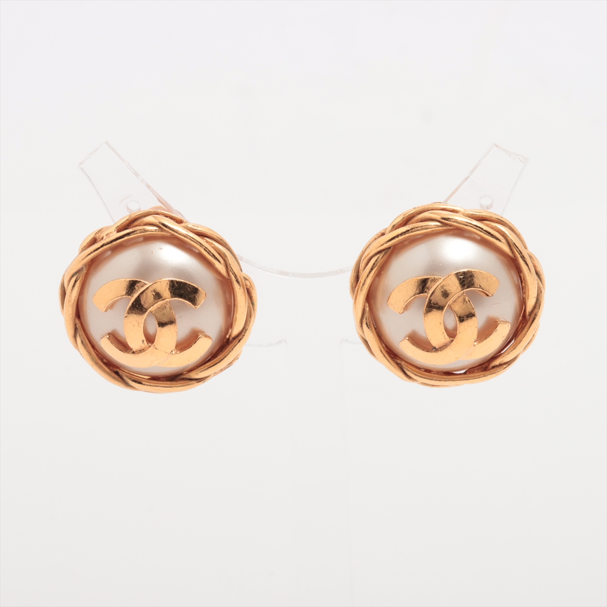 シャネル ココマーク 95P イヤリング(両耳用) GP×フェイクパール  