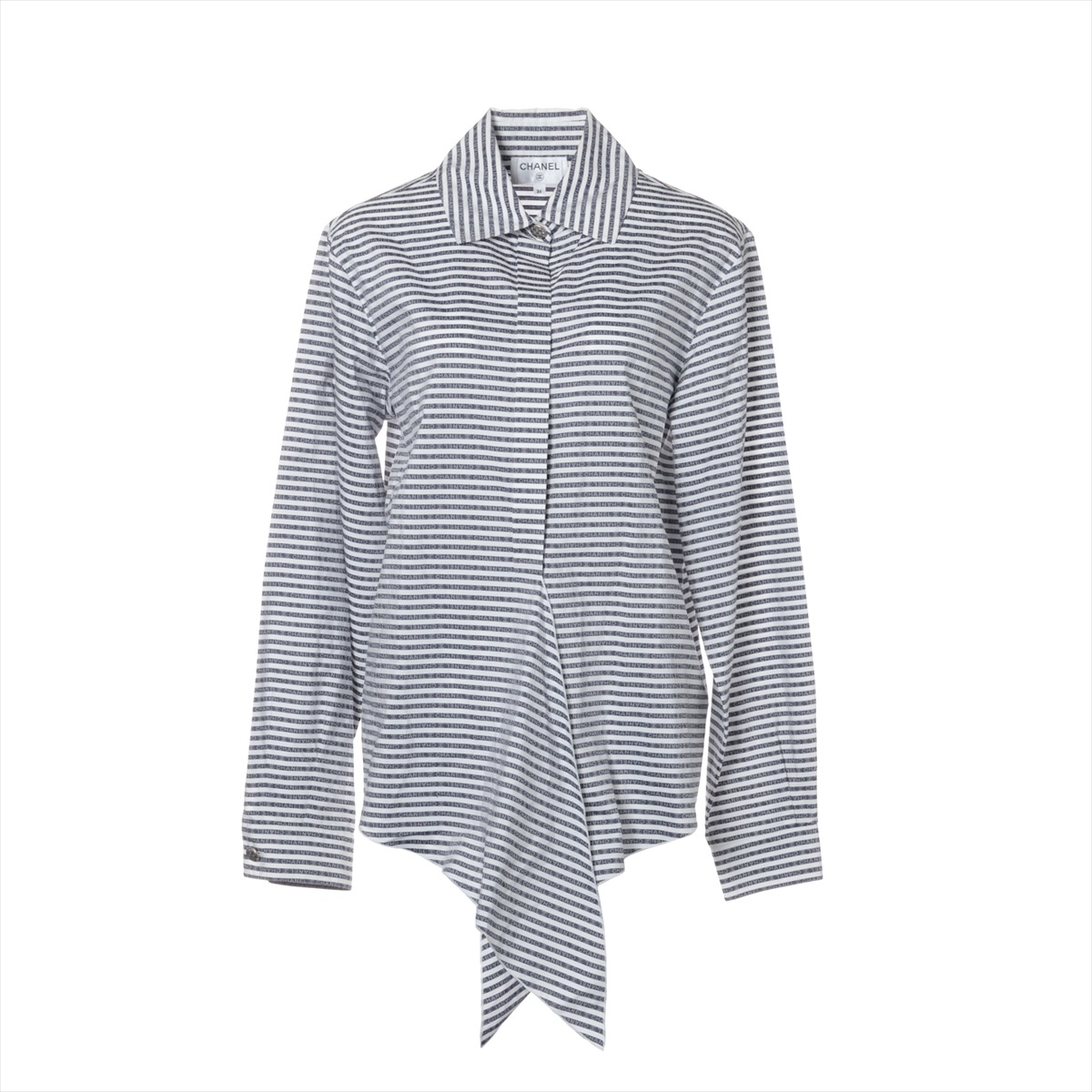 シャネル ココボタン コットン シャツ 36 レディース ネイビー  